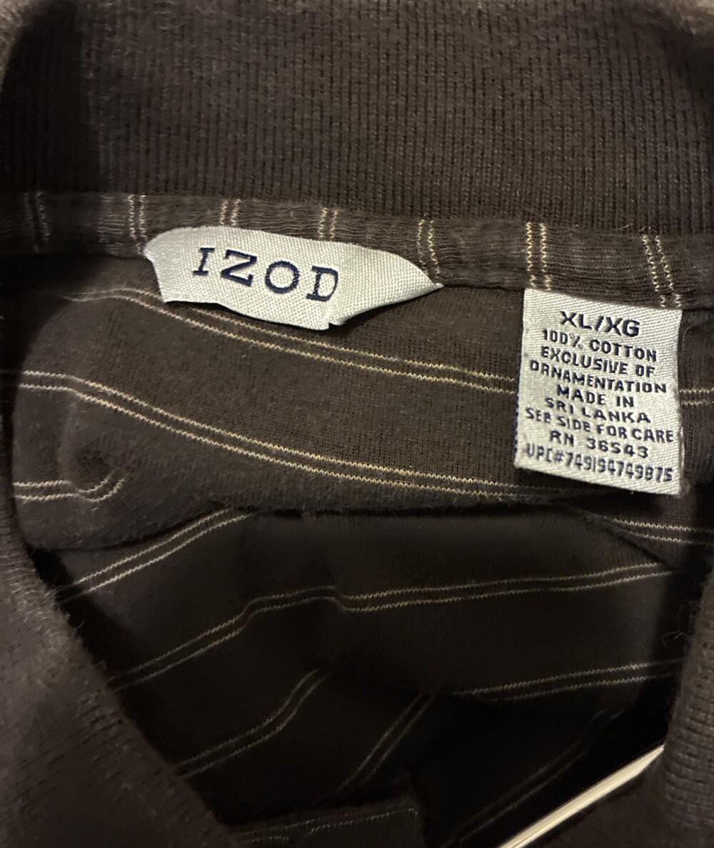 IZOD Men's Sz XL Black Long Sleeve Shirt 100% Cotton